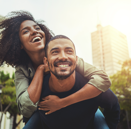 Couple outdoors at sunset